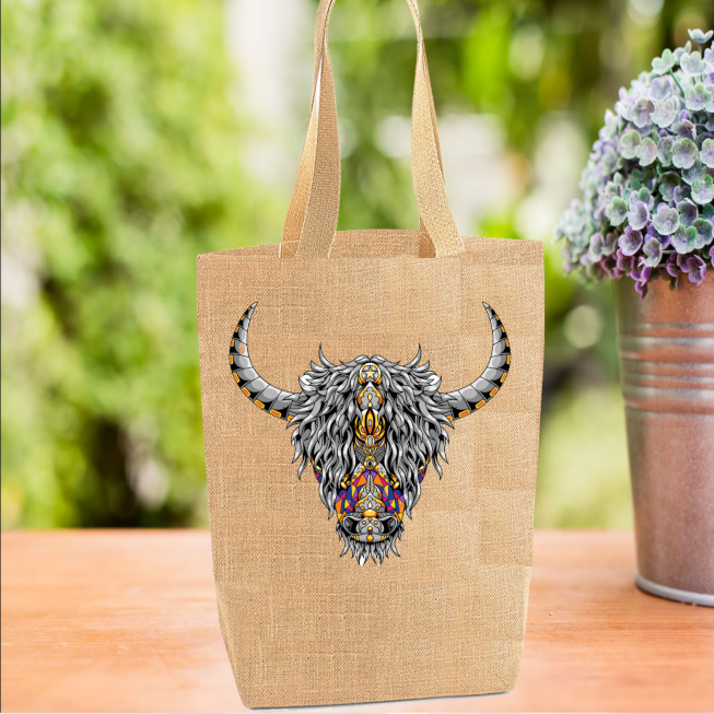 Highland Cow Tote Bag, Cow Bag, Personalised Tote Bag, Burlap